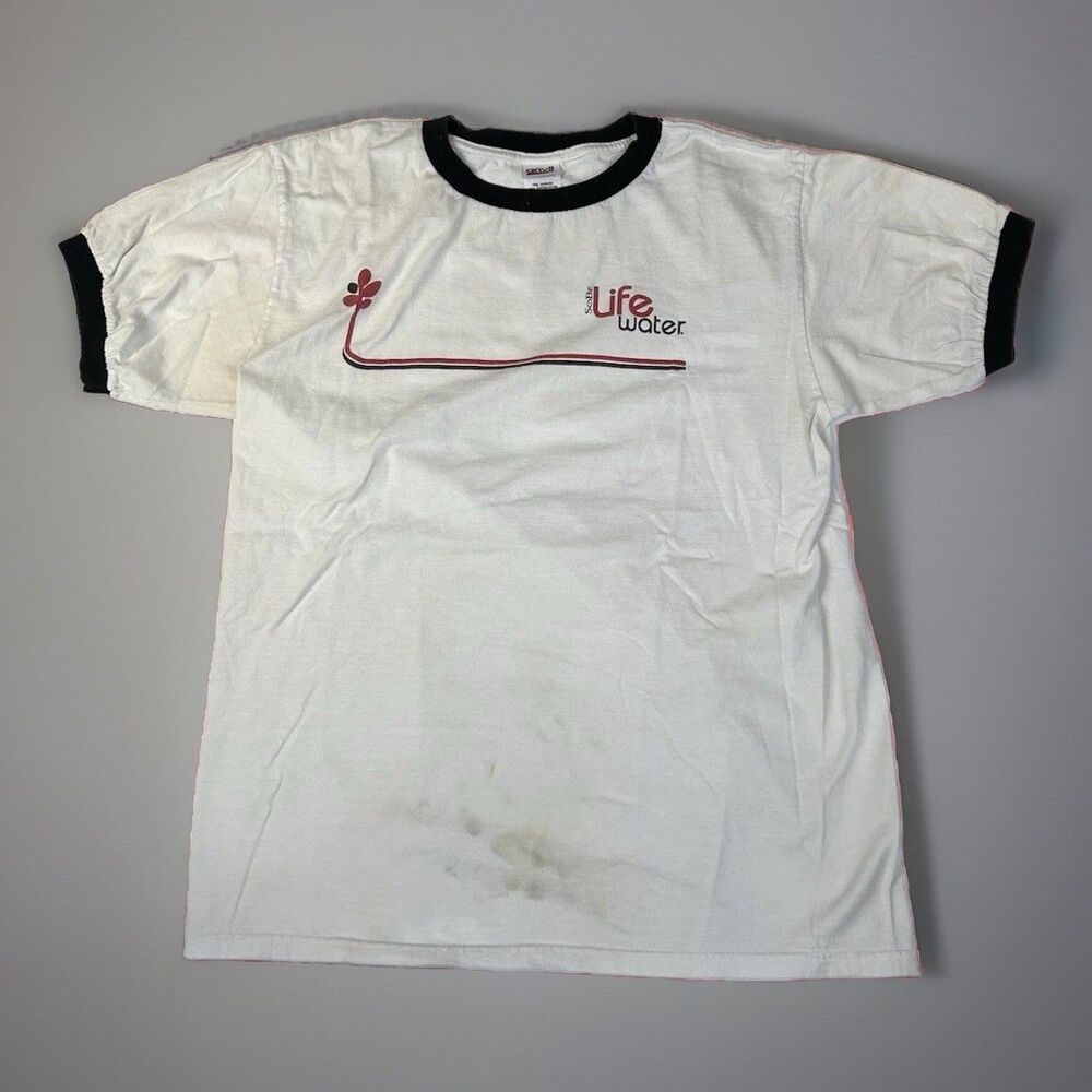 Vintage Sobe Lizard T-Shirt Life Water Y2K White Short Sleeve Men Large Read